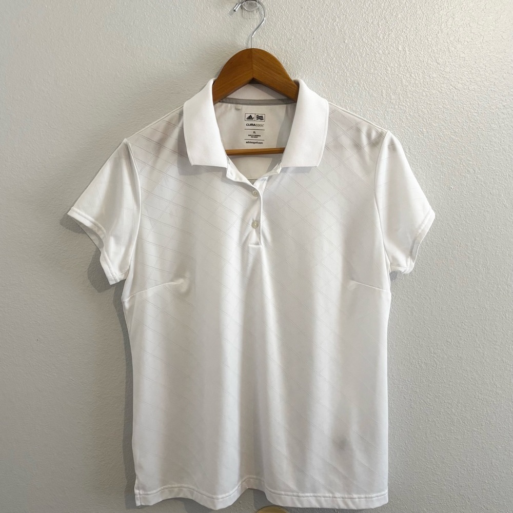 Adidas ClimaCool White Golf Polo Shirt Size XL – Performance Moisture Wicking